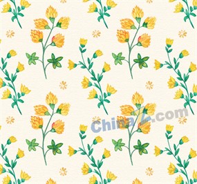 彩绘黄色花卉无缝背景矢量图